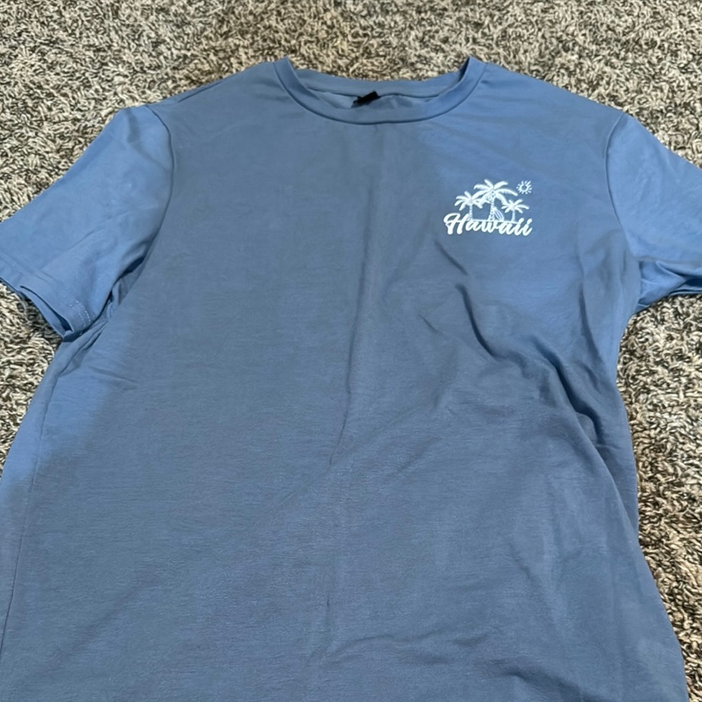 SHEIN Blue Short Sleeve Tee Casual Comfort